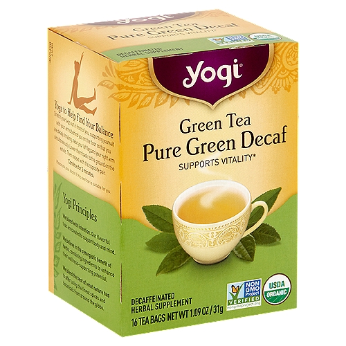 Yogi Pure Green Tea Decaf Herbal Supplement, 16 count, 1.09 oz