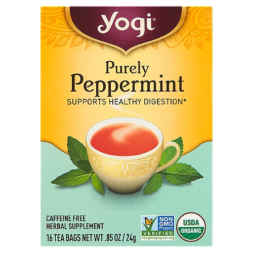 Yogi Purely Peppermint Herbal Supplement, 16 count, .85 oz
