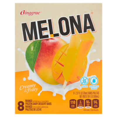 Binggrae Melona Mango Frozen Dairy Dessert Bars, 2.37 fl oz, 8 count