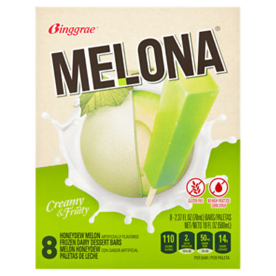 Binggrae Melona Honeydew Melon Frozen Dairy Dessert Bars, 2.37 fl oz, 8