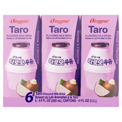 Binggrae Taro Flavored Milk Drink, 6.8 fl oz, 6 count