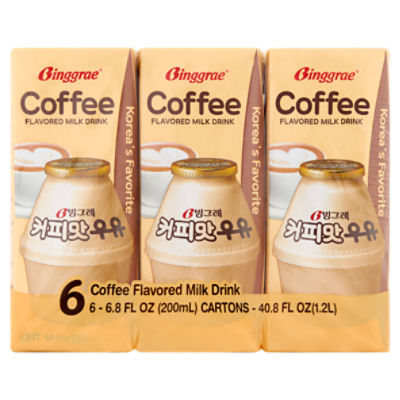 Binggrae Coffee Flavored Milk Drink, 6.8 fl oz, 6 count