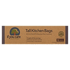 If You Care 13 Gallon Certified 89% Recycled Post Consumer Tall Kitchen Drawstring, Trash Bags, 12 Each