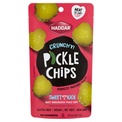 Haddar Crunchy! Sweet Horseradish Pickle Chips, 3 fl oz