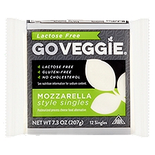 Go Veggie Lactose Free Mozzarella Style Singles Cheese Alternative, 12 count, 7.3 oz