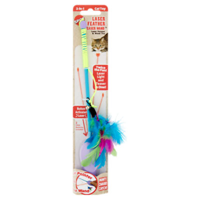 Spot 2-in-1 Laser & Feather Teaser Wand Cat Toy, 1 Each