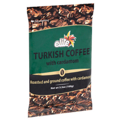 Elite Turkish Roasted and Ground Coffee with Cardamom, 3.5 oz