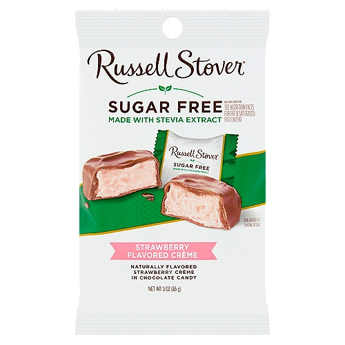 Russell Stover Sugar Free Strawberry Flavored Crème Chocolate Candy, 3 oz
Naturally Flavored Strawberry Crème in Chocolate Candy

Our chocolate candies are Handcrafted in Small Batches® using copper kettles and kitchen mixers for superior taste & quality.
