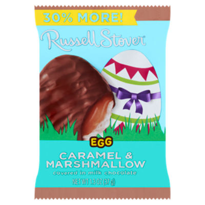 Russell Stover Egg Caramel & Marshmallow Covered in Milk Chocolate, 1.3 oz