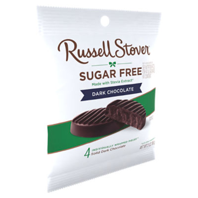 Russell Stover Sugar Free Solid Dark Chocolate, 4 count, 2 oz