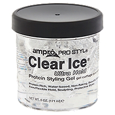 Ampro Clear Ice Gel, Ultra Hold Protein Styling, 6 Ounce