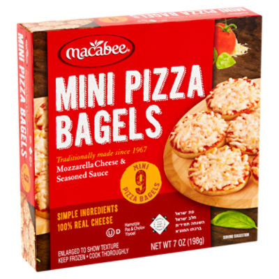 Macabee Mozzarella Cheese & Seasoned Sauce Mini Pizza Bagels, 9 count, 7 oz