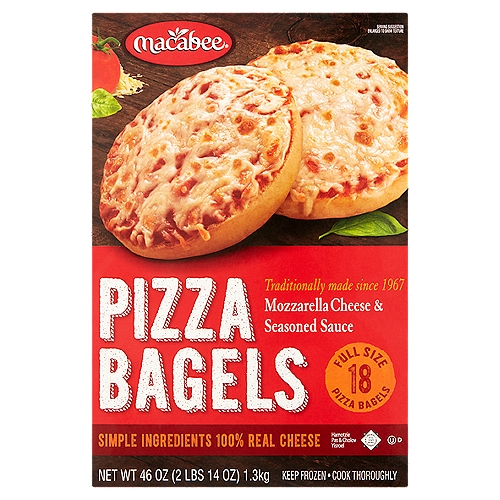 Macabee Mozzarella Cheese & Seasoned Sauce Pizza Bagels,18 count, 46 oz