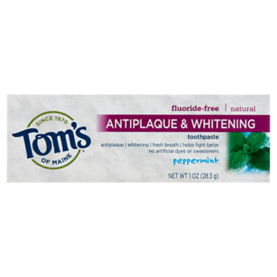 Tom's of Maine Antiplaque & Whitening Peppermint Toothpaste, 1 oz