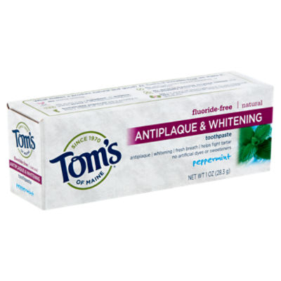 Tom's of Maine Antiplaque & Whitening Peppermint Toothpaste, 1 oz, 1 Ounce