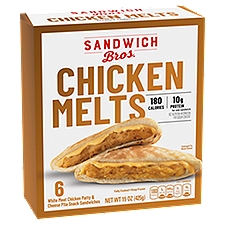 Sandwich Bros. Chicken Melt Flatbread Sandwiches, Frozen Sandwiches, 6 Count