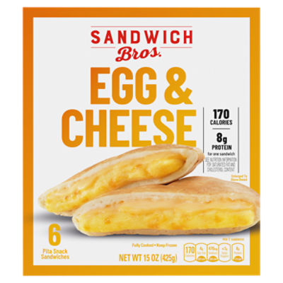 Sandwich Bros. Egg & Cheese Pita Snack Sandwiches, 6 count, 15 oz