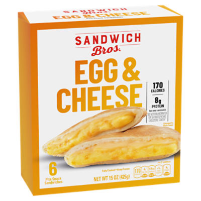 Sandwich Bros. Egg & Cheese Pita Snack Sandwiches, 6 count, 15 oz