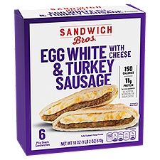 Sandwich Bros. Egg White and Turkey Sausage Flatbread Pocket Frozen Sandwiches, 6 Count