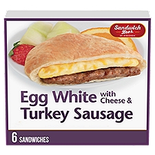 Sandwich Bros. Egg White and Turkey Sausage Flatbread Pocket Frozen Sandwiches, 6 Count