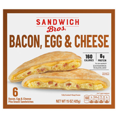 Sandwich Bros. Bacon, Egg & Cheese Pita Snack Sandwiches, 6 count, 15 oz