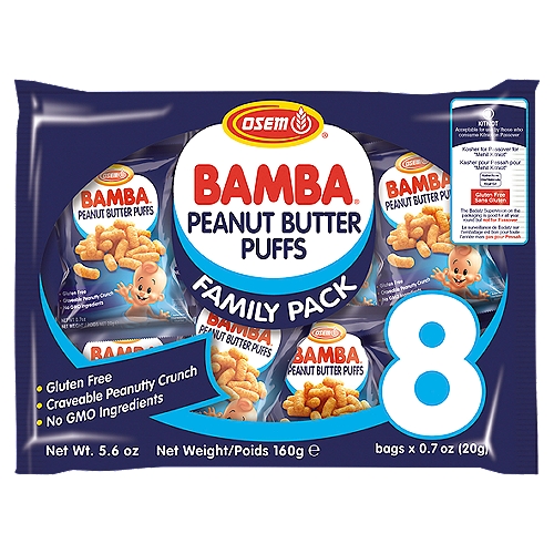 Osem Bamba Peanut Butter Puffs Family Pack, 0.7 oz, 8 count