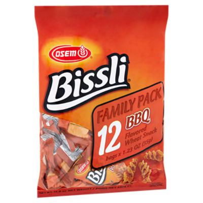 Osem Bissli BBQ Flavored Wheat Snack, Family Pack, 1.23 oz, 12 count