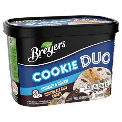 Breyers Cookie Duo Cookies & Cream & Chocolate Chip Cookie Frozen Dairy ...