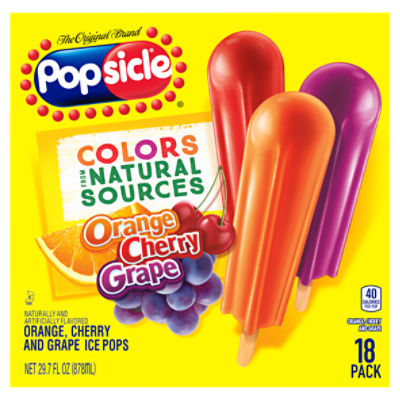 Popsicle Ice Pops Orange Cherry Grape, 18 ct, 29.7 Fluid ounce