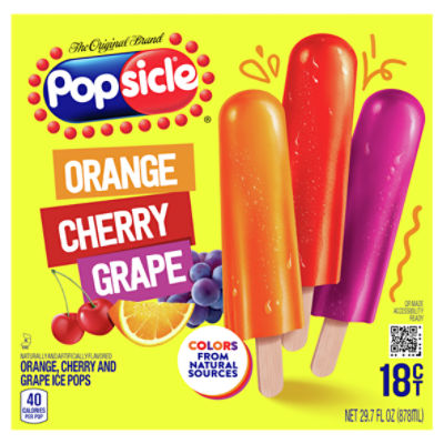 Popsicle Ice Pops Orange Cherry Grape, 18 ct - ShopRite