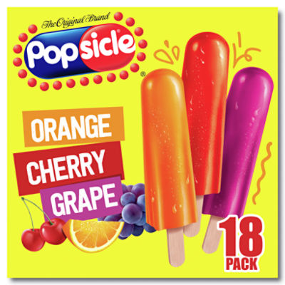 Popsicle Orange, Cherry and Grape Ice Pops, 18 count, 29.7 fl oz