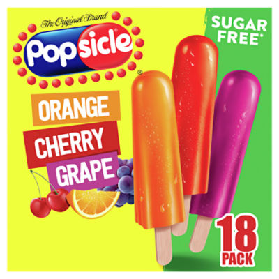 Popsicle Orange, Cherry and Grape Ice Pops, 18 count, 29.7 fl oz