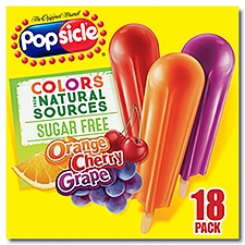 Popsicle Sugar Free Orange Cherry Grape Ice Pops, 18 count, 29.7 fl oz, 29.7 Fluid ounce