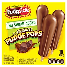 Popsicle Fudgsicle No Sugar Added, Original Fudge Pops, 29.7 Fluid ounce