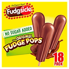Fudgsicle The Original Fudge Pops No Sugar Added Frozen Dairy Dessert Pops, 29.7 fl oz, 18 count
