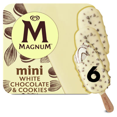 Magnum White Chocolate & Cookies Ice Cream Bars, 6 count, 11.1 fl oz