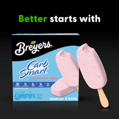 Breyers Carbsmart Strawberry Frozen Dairy Dessert Bars, 6 count, 18 fl oz
