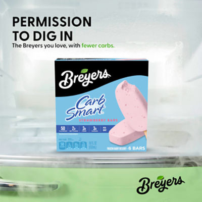 Breyers Carbsmart Strawberry Frozen Dairy Dessert Bars, 6 count, 18 fl oz