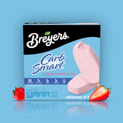 Breyers Carbsmart Strawberry Frozen Dairy Dessert Bars, 6 count, 18 fl oz