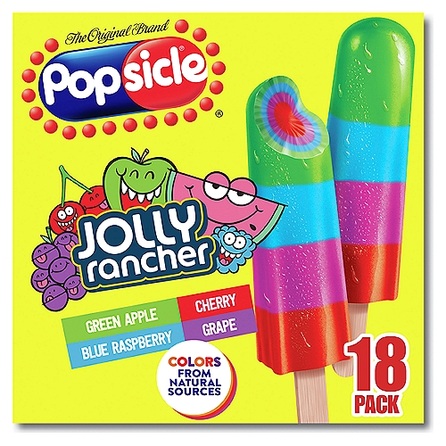 Popsicle Jolly Rancher Ice Pops Candy Flavor Ice Pop 29.7 oz, 18 Count