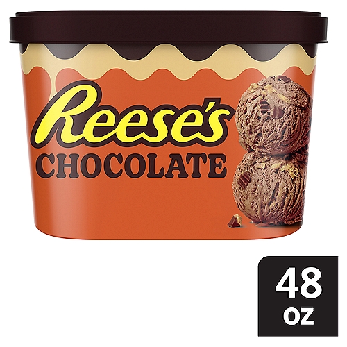 Chocolate Frozen Dairy Dessert with Reese's Peanut Butter Cups and Peanut Butter Swirl 1 Tub, 48 oz
