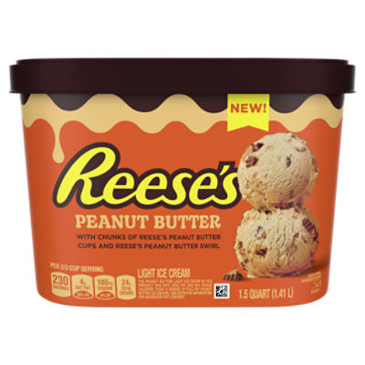 Reese's Peanut Butter Light Frozen Ice Cream With Reese's Peanut Butter Cups  & Peanut Butter Swirl – 48oz : Target