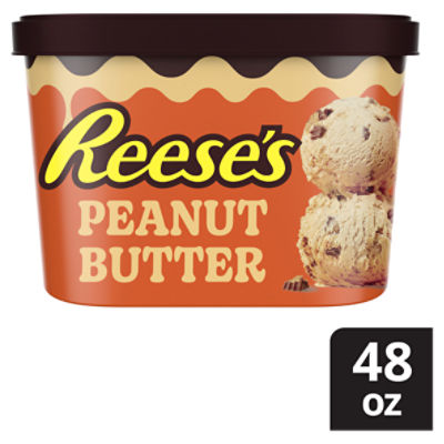 Peanut Butter Light Ice Cream with Reese's Peanut Butter Cups and Peanut Butter Swirl 1 Tub, 48 oz