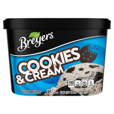 Breyers Cookies & Cream Frozen Dairy Dessert, 1.5 quart, 48 Fluid ounce