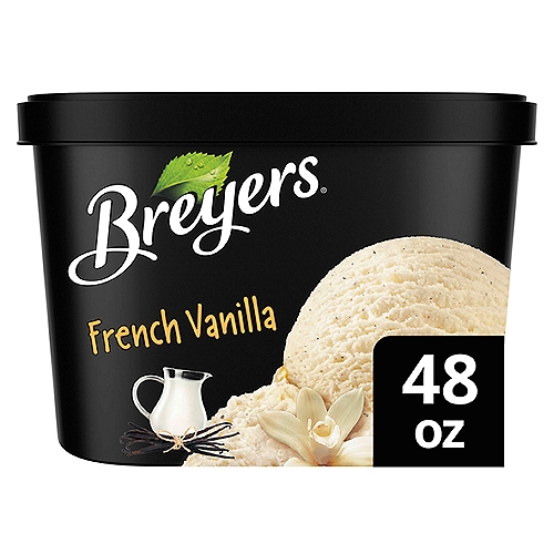 Breyers Classics Ice Cream French Vanilla 48 oz
It's Breyers French Vanilla Ice Cream! A classic twist on your favorite Breyers Vanilla, French Vanilla was inspired by the traditional French custard. It's our richest, most indulgent vanilla ice cream made with fresh cream, milk, sugar, egg yolks, and sustainable vanilla. Enjoy on its own, or pair with delicious breakfast-style desserts, like French Toast à la Mode, French Vanilla Puff Pancakes, or a Fruit Salad Parfait. 

When William Breyer started his small ice cream business in Philadelphia in 1866, he based his recipes around simple and pure ingredients. More than 150 years later, we still honor that same philosophy. We always start with high-quality ingredients like fresh cream, milk, and sugar and combine them with naturally sourced colors and flavors for wholesome goodness. This combination is how we create flavors you know and love. Our dairy comes from American farmers who produce 100% Grade A milk and cream from cows not treated with artificial growth hormones*.

Discover your new favorite frozen dessert from Breyers' many classic ice cream flavors today, like our Homemade Vanilla Ice Cream and Mint Chocolate Chip ice cream.

* The FDA states that no significant difference has been shown between dairy derived from rBST-treated and non-rBST-treated cows.

Our Milk & Cream Promise
No Artificial Growth Hormones* Used on Cows
