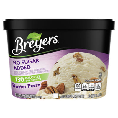 Breyers No Sugar Added Frozen Dairy Dessert Butter Pecan 48 oz, 48 Ounce