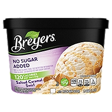 Breyers No Sugar Added Salted Caramel Swirl, Frozen Dairy Dessert, 48 Ounce