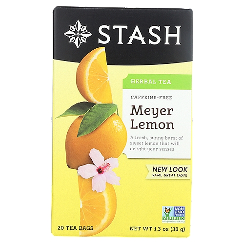 STASH Meyer Lemon Herbal Tea Bags, 20 count, 1.3 oz
Open. Sip. Smile. Repeat

Experience a juicy burst of Meyer lemon with this tart, lip-puckering tea. Enjoy it steaming hot with honey or iced for a refreshing treat; its lemony goodness is enough to brighten any day.

Open to Bring Your Taste Buds to Life