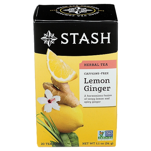 STASH Lemon Ginger Herbal Tea Bags, 20 count, 1.1 oz
Open. Sip. Smile. Repeat.

Brighten your mood and awaken your taste buds with this soothing blend of tangy, sunny citrus and the lingering warmth of ginger. Sit back and enjoy some much-needed relaxation with this uplifting blend.

Open to Bring Your Taste Buds to Life