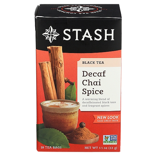 STASH Decaf Chai Spice Black Tea Bags, 18 count, 1.1 oz
Open to Bring Your Taste Buds to Life

Our Decaf Chai Spice Boasts the full-bodied flavor of our original chai spice tea, but can be enjoyed any time of day. Crafted with cinnamon, ginger, allspice, clove, and cardamom, this blend will warm you from the inside out.

Open. Sip. Smile. Repeat.